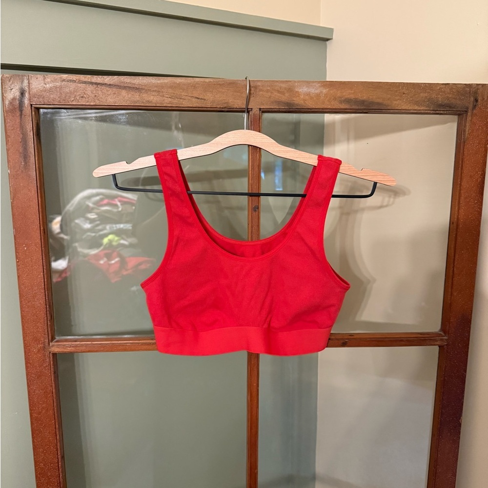 Auden Women’s Red Ribbed Sports Bra Medium Lougewear
